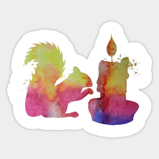 Squirrel and a candle Sticker